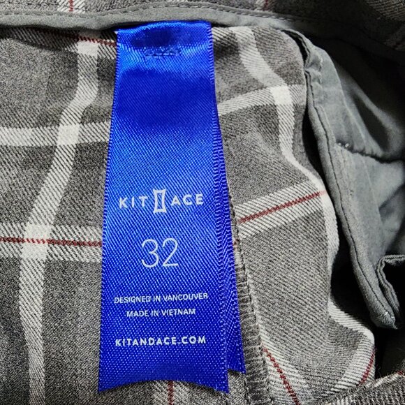 Kit and Ace Gray Plaid Checks Mid Rise Slim Fit Trousers - Picture 7 of 9